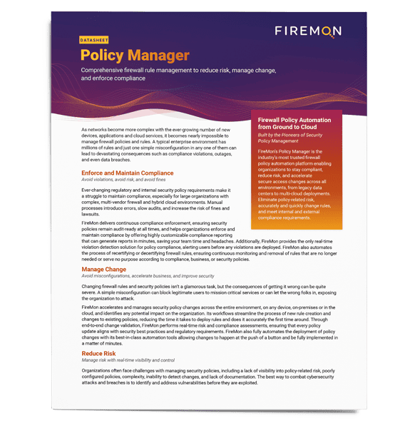 Policy Manager Datasheet Cover